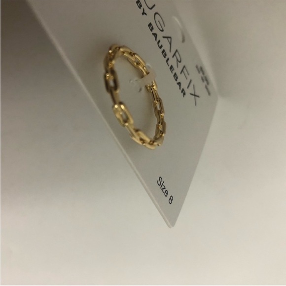 NWT BaubleBar Sugarfix Gold Link Chain Ring - Size 8 - Gold - Picture 6 of 8